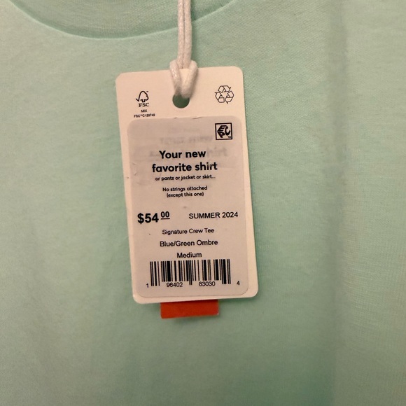 Marine Layer NWT Butter Soft Signature Crew Tee in Indigo/Mint Green Ombre - Picture 5 of 7